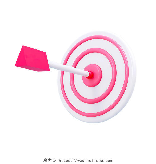 C4D创意卡通粉色弓箭箭靶模块化小元素插画